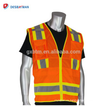 Personalizado de alta calidad de 360 ​​grados de seguridad de visibilidad chaleco resistente Hola Vis amarillo naranja de seguridad chaquetas de trabajo EN20471 frontal de la cremallera